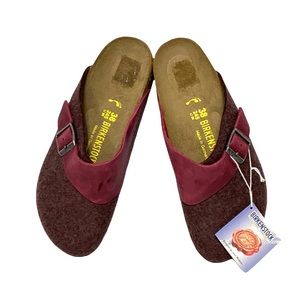 Birkenstock Wool Oiled Leather Closed-Toe Buckle Slipon Slide Clogs 38/7N